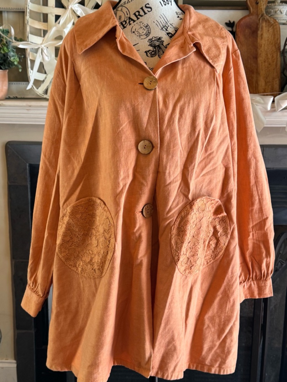 April Cornell Orange Tunic Lagenlook Artsy Boho Natural Layered Oversized XL